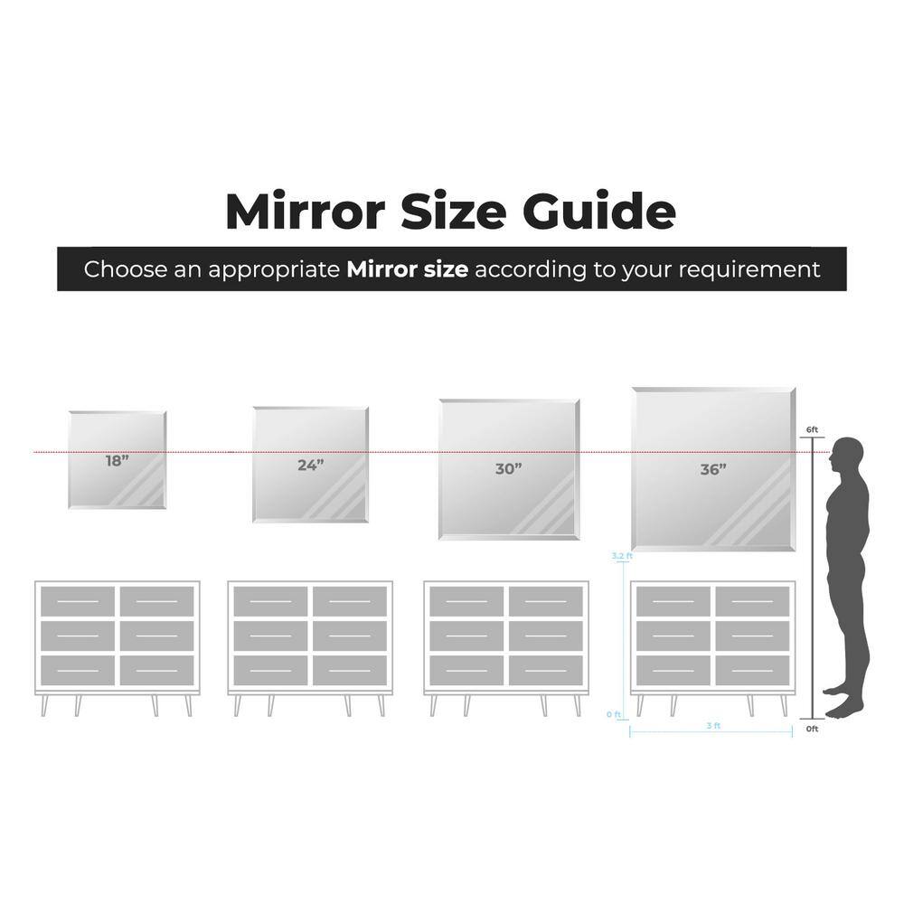 Elegant 36" Square Frameless Beveled Wall Mirror with Shelf