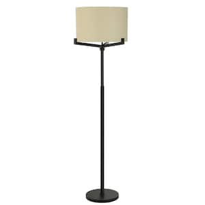 63 in. Steel, Linen Table Lamp for Living Room with Beige Linen Shade