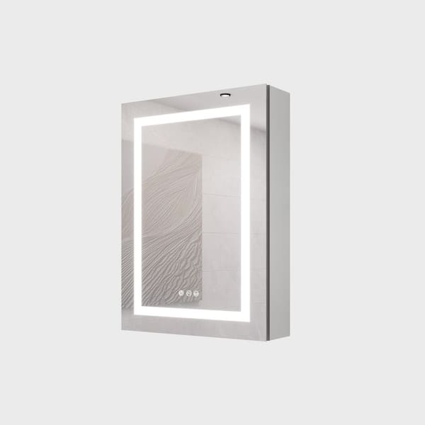 20 in. W x 28 in. H Rectangular Aluminum LED Medicine Cabinet with Mirror,Anti-Fog,Dimmable,Touch Swich, Storage Shelves