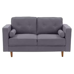 Mulberry 51 in. Grey Microfiber 2-Seat Loveseat with Matching Bolster Cushions