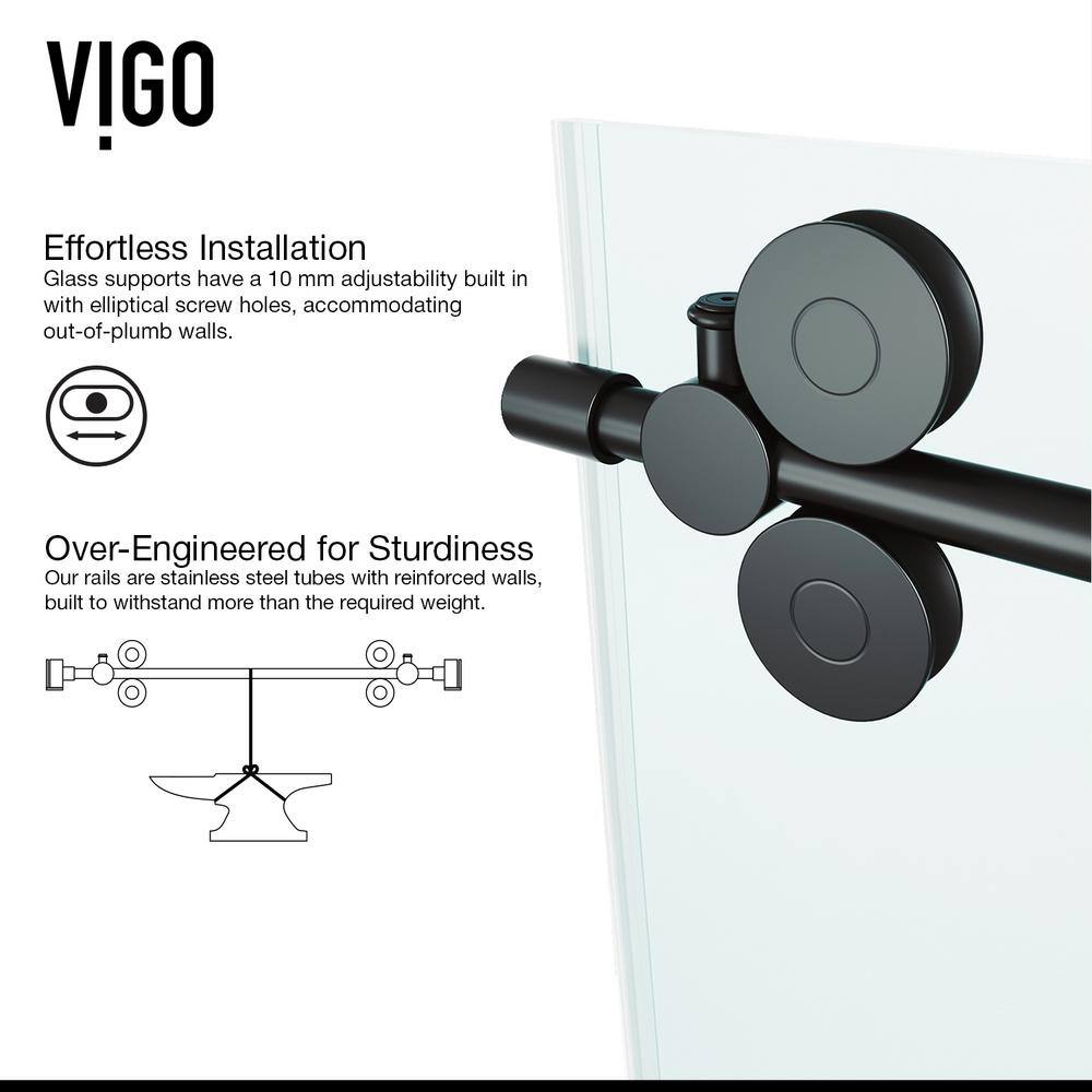 Winslow Matte Black Frameless Sliding Shower Enclosure with Clear Glass