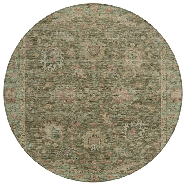 Addison Rugs Chantille Machine Washable Indoor/Outdoor Abstract ACN2104 Olive 8 ft. x 8 ft. Area Rug