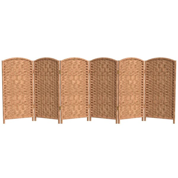 3 ft. Short Diamond Weave Fiber Folding Screen - Natural - 6 Panel