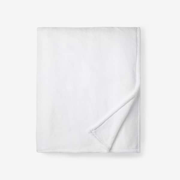 The Company Store Company Cotton Plush White Polyester Throw Blanket