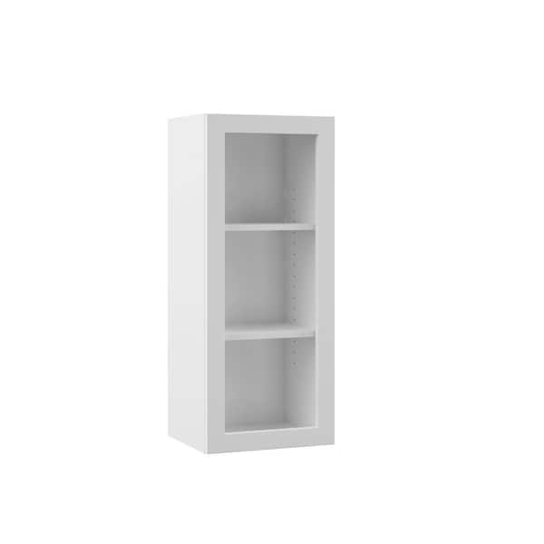 Hampton Bay Designer Series Edgeley Assembled 15x36x12 in. Wall Open Shelf Kitchen Cabinet in White