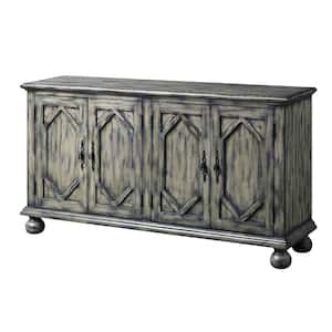 Pavan 60 in. Rustic Gray Rectangle Wood Console Table with 4 Doors