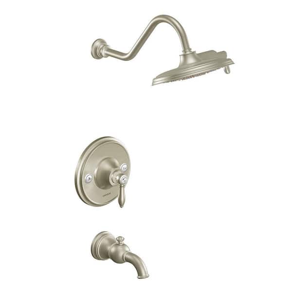 Weymouth 1-Handle Wall Mounted Tub and Shower Trim Kit with Spout in Brushed Nickel (Valve Not Included)