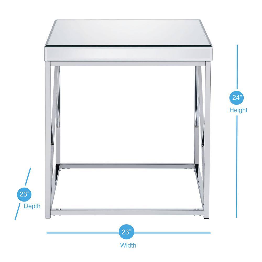 Evelyn 23" Chrome Mirrored Glass Square End Table
