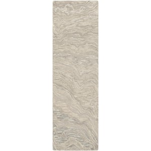 Graceful Grey 2 ft. x 8 ft. Abstract Contemporary Runner Area Rug