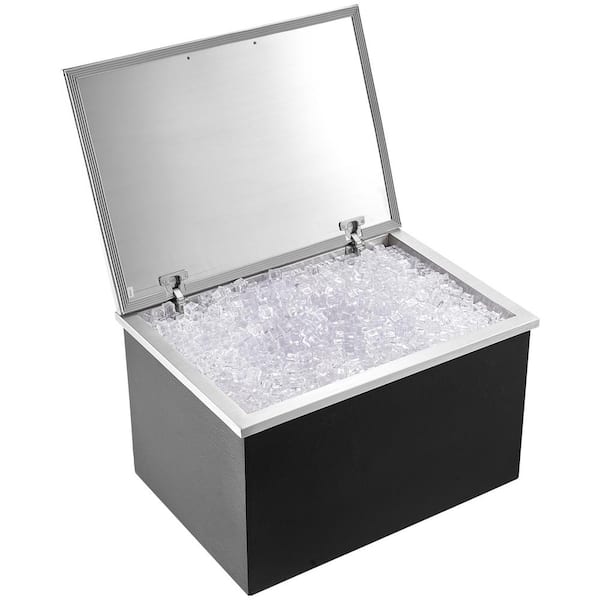 VEVOR Drop in Ice Chest 28 in. L x 20 in. W x 17 in. H Stainless Steel Ice Cooler Commercial Ice Bin with Cover 40 qt.