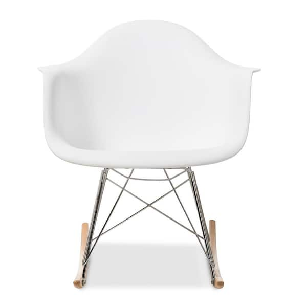 Baxton Studio Dario Mid Century White Plastic Finished Rocking