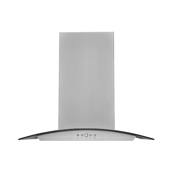 36 in. Convertible Island Range Hood with Tempered Glass Dual Controls LED Baffle Filter in Stainless Steel