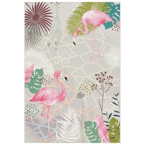 Barbados Gray/Pink 4 ft. x 6 ft. Novelty Animal Print Indoor/Outdoor Patio  Area Rug