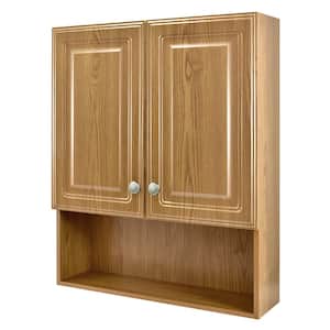 23-1/8 in. W x 27-7/8 in. H Oak Framed Surface Mount Bathroom Medicine Cabinet without Mirror
