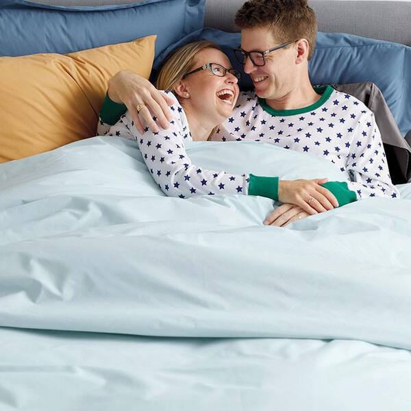 Company Cotton Sea Mist Solid 300-Thread Count Cotton Percale Full Duvet Cover