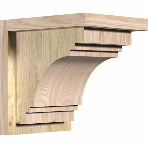 Ekena Millwork 8 in. x 10 in. x 10 in. Douglas Fir Pescadero Rough Sawn Corbel with Backplate