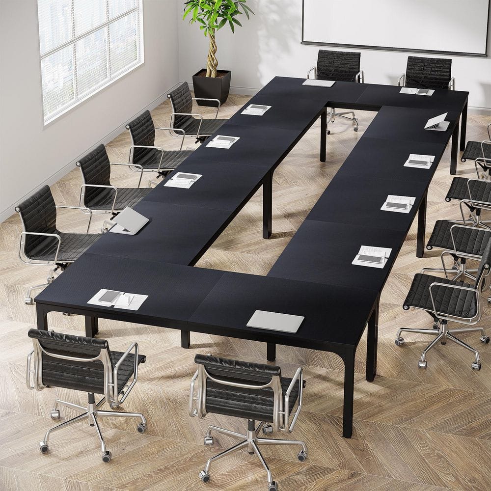 Moroni 78.7 in. Black Wood Computer Desk, Rectangular Conference Table Seminar Table for 6-8 People, 8PCS price history on PriceWatchPro