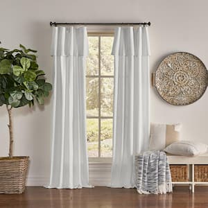 Drop Cloth White Cotton Solid 50 in. W x 63 in. L Ring Top Light Filtering Curtain (Single Panel)