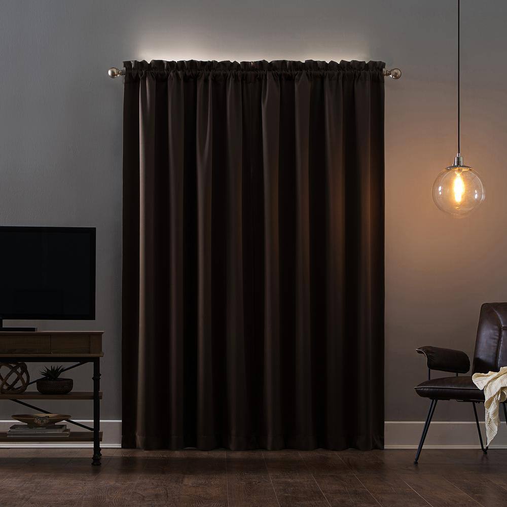 Brown Blackout Rod Pocket Polyester Insulated Drapes
