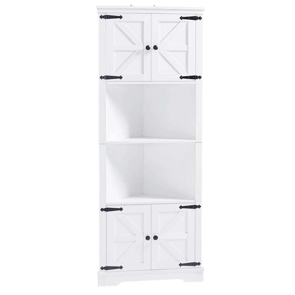 26 in. W x 14 in. D x 67 in. H White MDF Linen Cabinet with Adjustable Shel