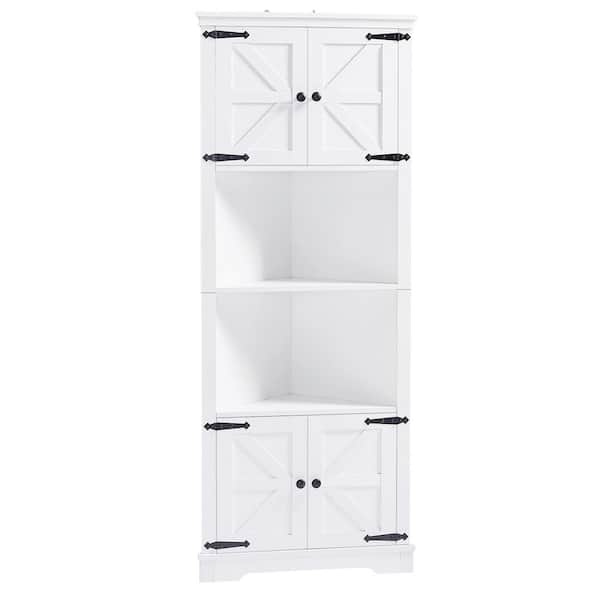 Unbranded 26 in. W x 14 in. D x 67 in. H White MDF Linen Cabinet with Adjustable Shelf