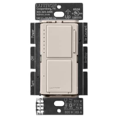 Maestro LED+ Dual Dimmer and Switch, 75-Watt LED Bulbs/2.5 Amp Fans, Single-Pole, Taupe (MACL-L3S25-TP)