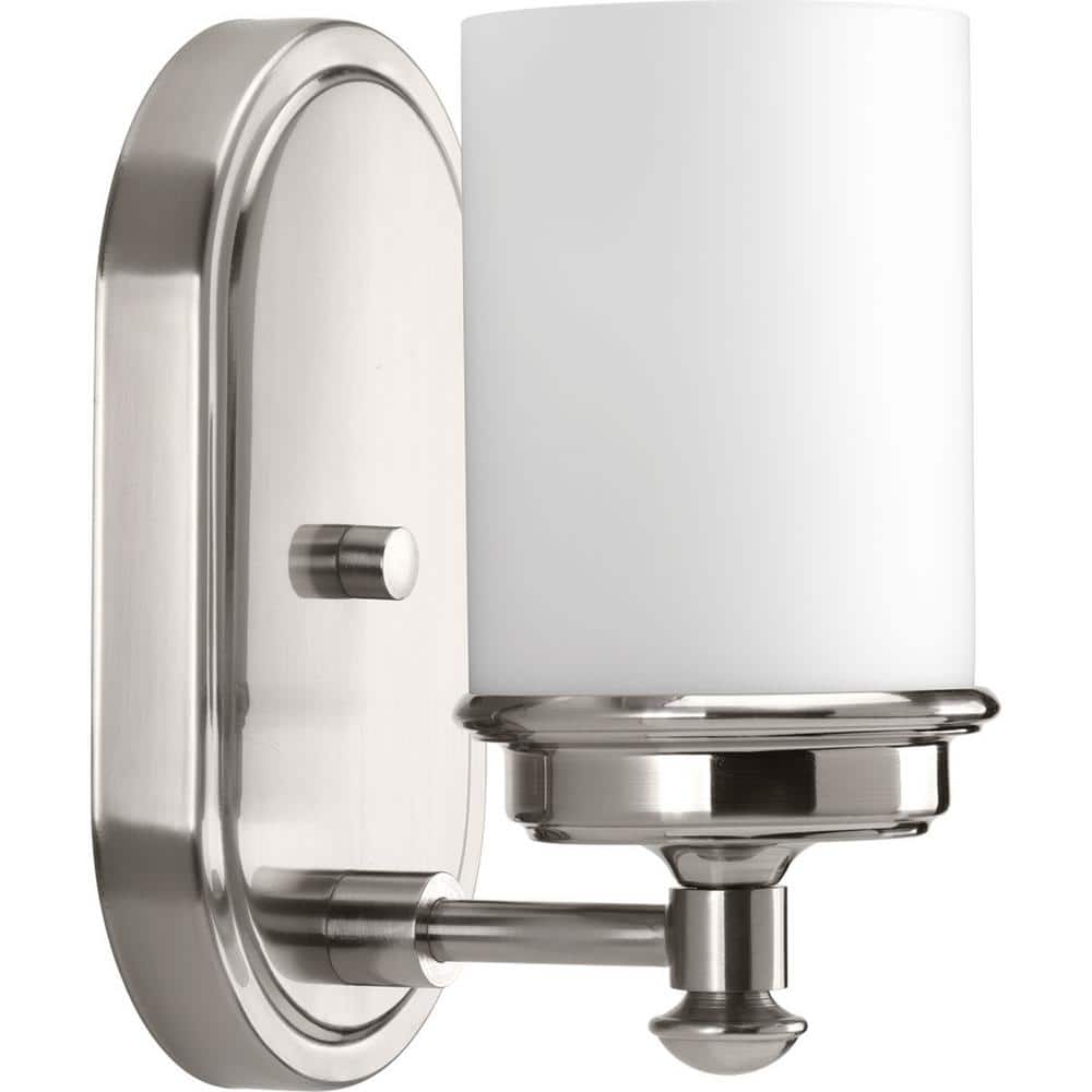 Brushed Nickel 12" Vanity Light with Etched Opal Glass