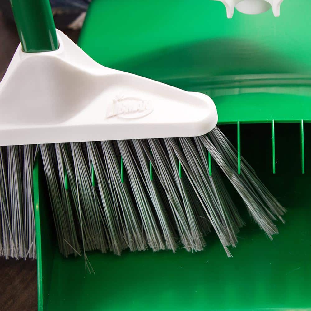 12-Inch Green Steel Upright Broom and Dustpan Set (2-Pack)
