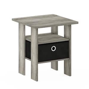 Modern 15.6 in. Grey Oak Wood End Table with Bin Drawer