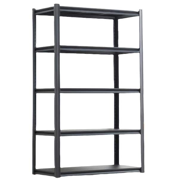 Tileon 5 Tier Heavy Duty Metal Storage Shelves with Adjustable Shelf, Storage Shelve for Basements, Garages and Kitchen-Black
