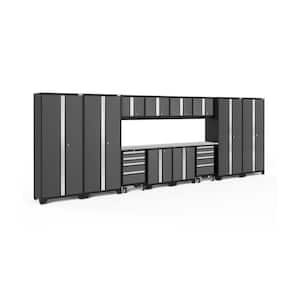 Bold Series 14-Piece 24-Gauge Stainless Steel Garage Storage System in Charcoal Gray (216 in. W x 77 in. H x 18 in. D)