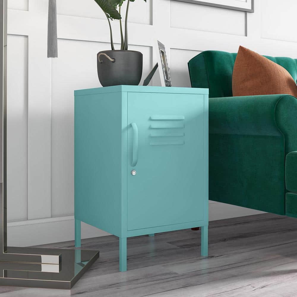 Mint Metal Locker End Table with Storage