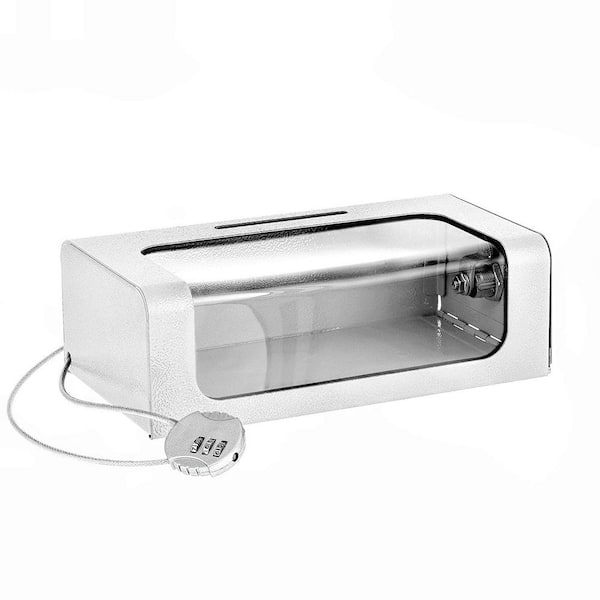 AdirOffice Steel Donation Suggestion Box with Cable and Lock, White