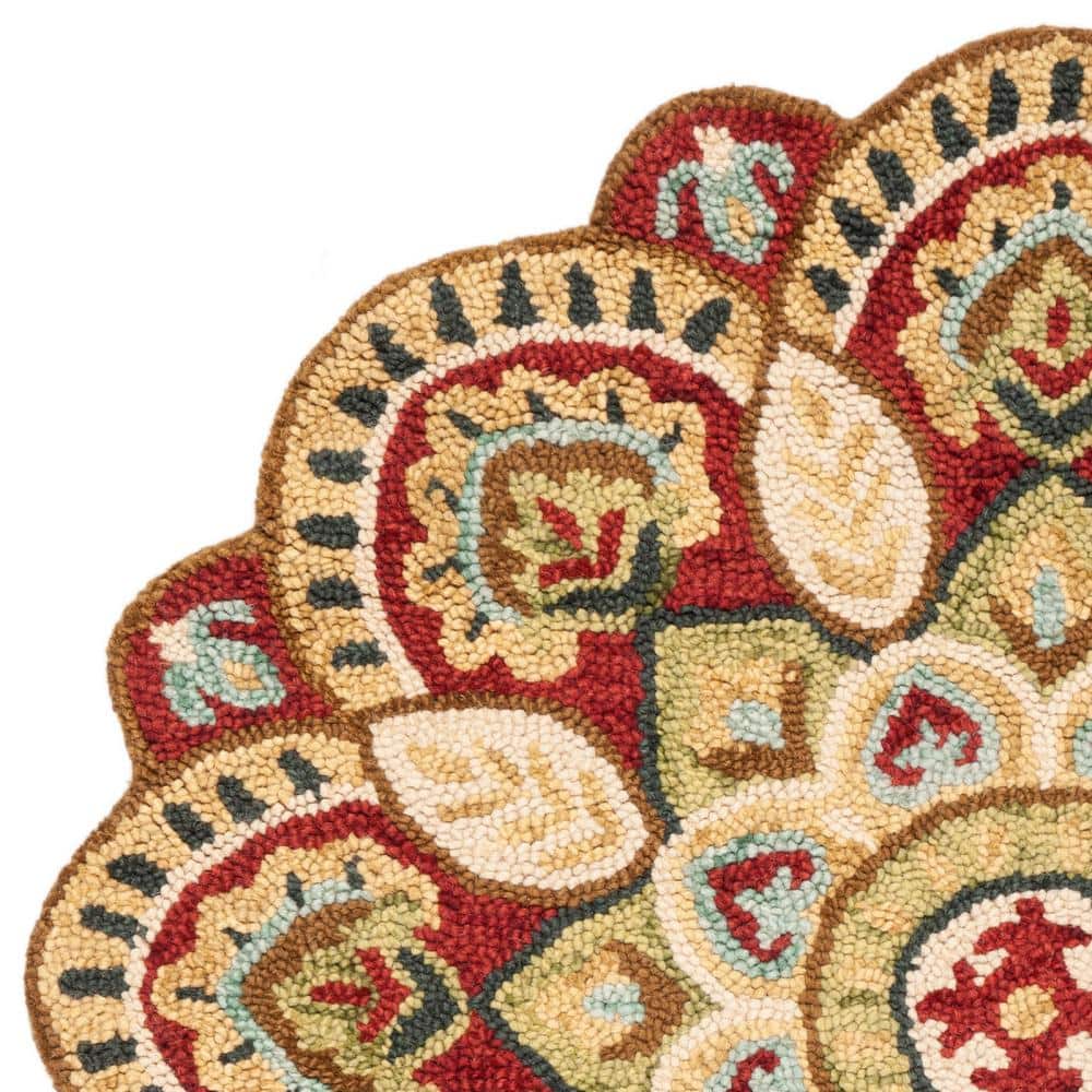 Handmade Red Wool Tufted Round Area Rug, 4' Diameter