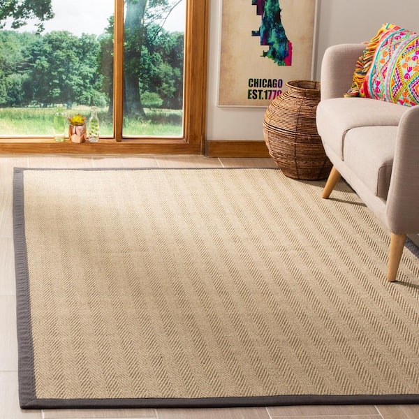 Natural Fiber Beige/Gray Doormat 3 ft. x 4 ft. Woven Border Area Rug