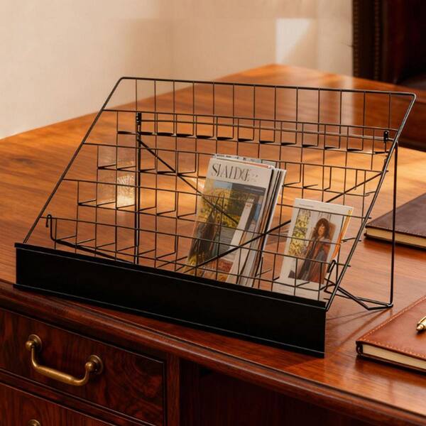 6 Tier Black 30 in x 23 in Metal Tabletop Freestanding Magazine