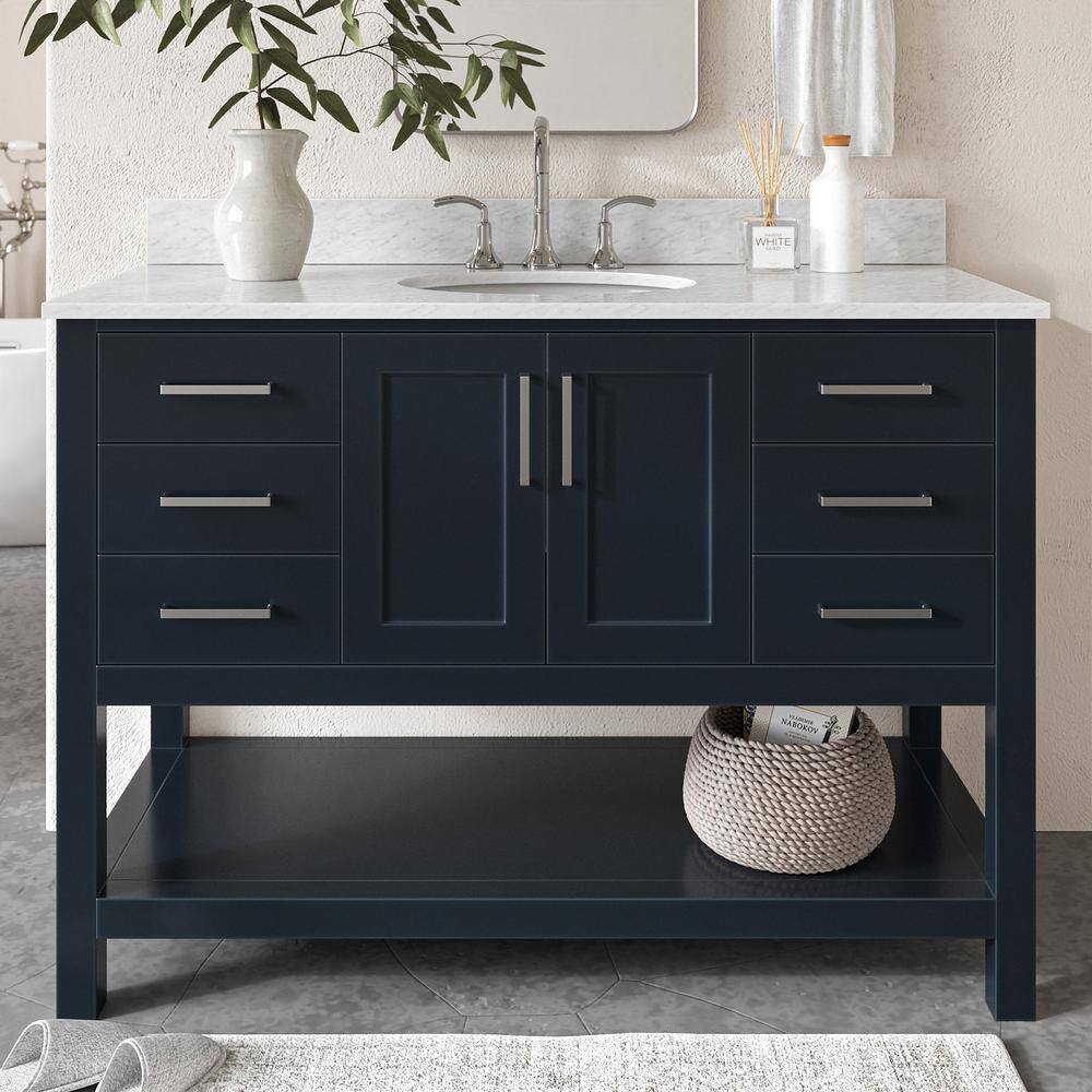 Midnight Blue 49" Single Basin Vanity with Carrara White Top