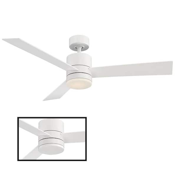 Modern Forms Axis 52 In Led Indoor Outdoor Matte White 3 Blade Smart Ceiling Fan With 3000k Light Kit And Remote Control Fr W1803 52l Mw The Home Depot - 3 Blade White Ceiling Fan With Light And Remote