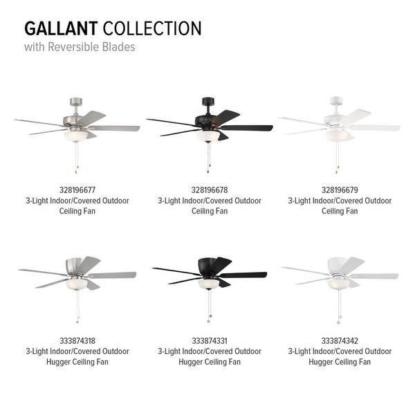 Designers Fountain - Gallant 52 in. Indoor/Covered Outdoor Brushed Nickel Standard Mount Ceiling Fan with Light Kit and Pull Chain Control