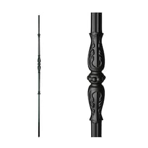 Monte Carlo 44 in. x 0.625 in. Satin Black Single Decorative Knuckle Hollow Wrought Iron Baluster