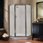 Tides 36 in. W x 70 in. H Neo Angle Pivot Framed Corner Shower Enclosure in Brushed Nickel with Rain Glass