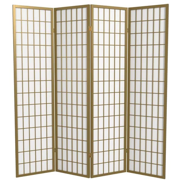 6 ft. Gold Window Pane 4-Panel Room Divider