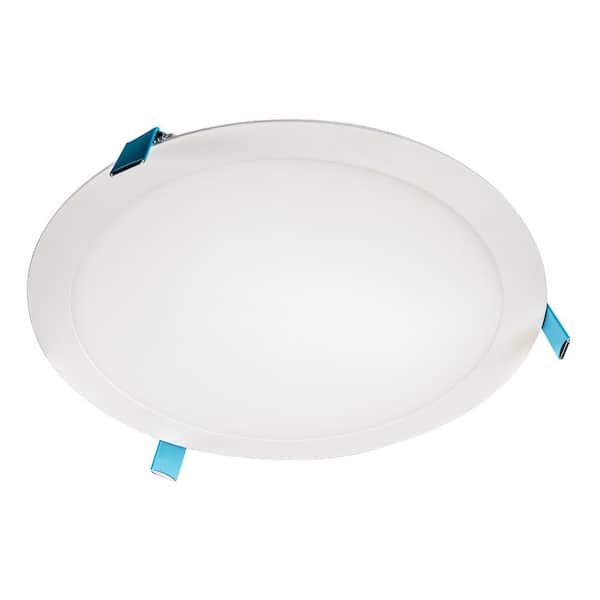 HALO HLB12 12 in. Selectable CCT and Lumens Canless Integrated LED White Recessed Light Downlight Trim with Junction Box