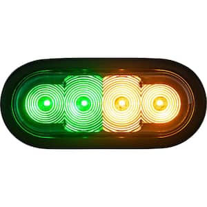 6 in. LED Oval Strobe Light with Amber/Green LEDs and Clear Lens