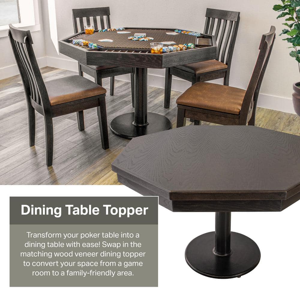 Mocha Oak 48'' Octagonal Poker Table with Cup Holders
