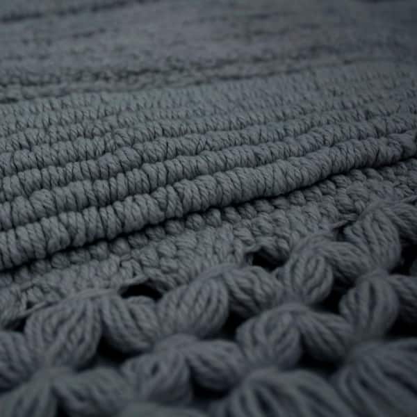 Found & Fable Canyon Natural & Grey Striped Tassel Bath Mat, 20x30