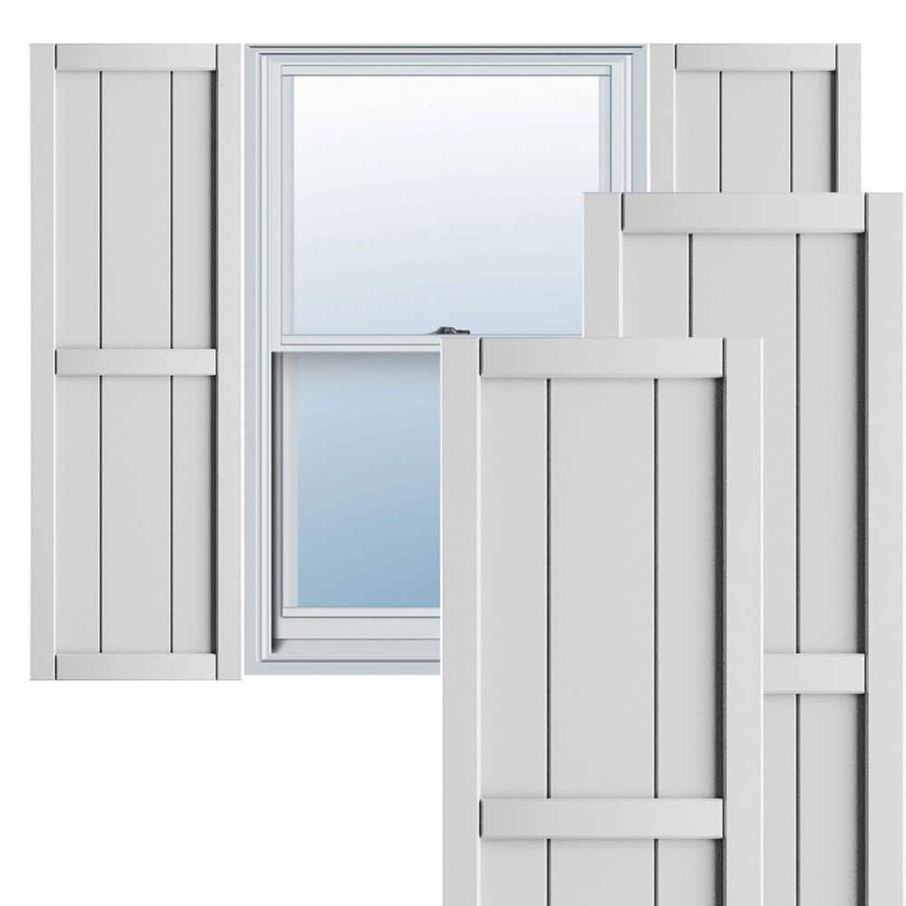 Unfinished White PVC Board-n-Batten Shutters, 16 1/8"W x 80"H