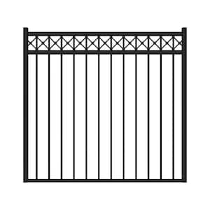 Highland 4.5 ft. x 5 ft. Black Decorative Flat Top Straight Metal Fence Gate