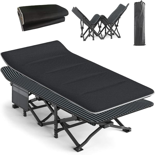 Camping Cot for Adults with Cushion, Folding Tent Cot for Sleeping, Lightweight Bed with Carry Bag, Supports 450 lbs
