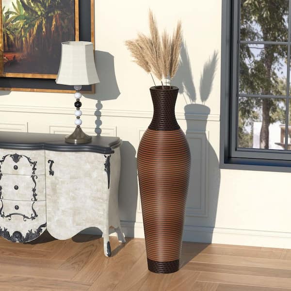 TENGYA LLC 39 in. Brown Plastic Floor Vase,Elegant Two-Tone,Decorative Vases for Home Decor,Floor Vases for Living Room Decor